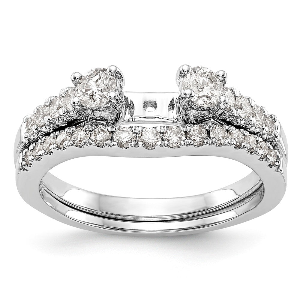 14K White Gold 3-Stone Diamond Peg Set Engagement Ring