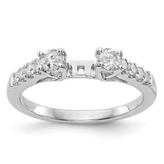 14K White Gold 3-Stone Plus Peg Set Center Diamond Semi-mount Engagement Ring