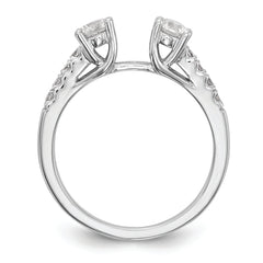 14K White Gold 3-Stone Plus Peg Set Center Diamond Semi-mount Engagement Ring