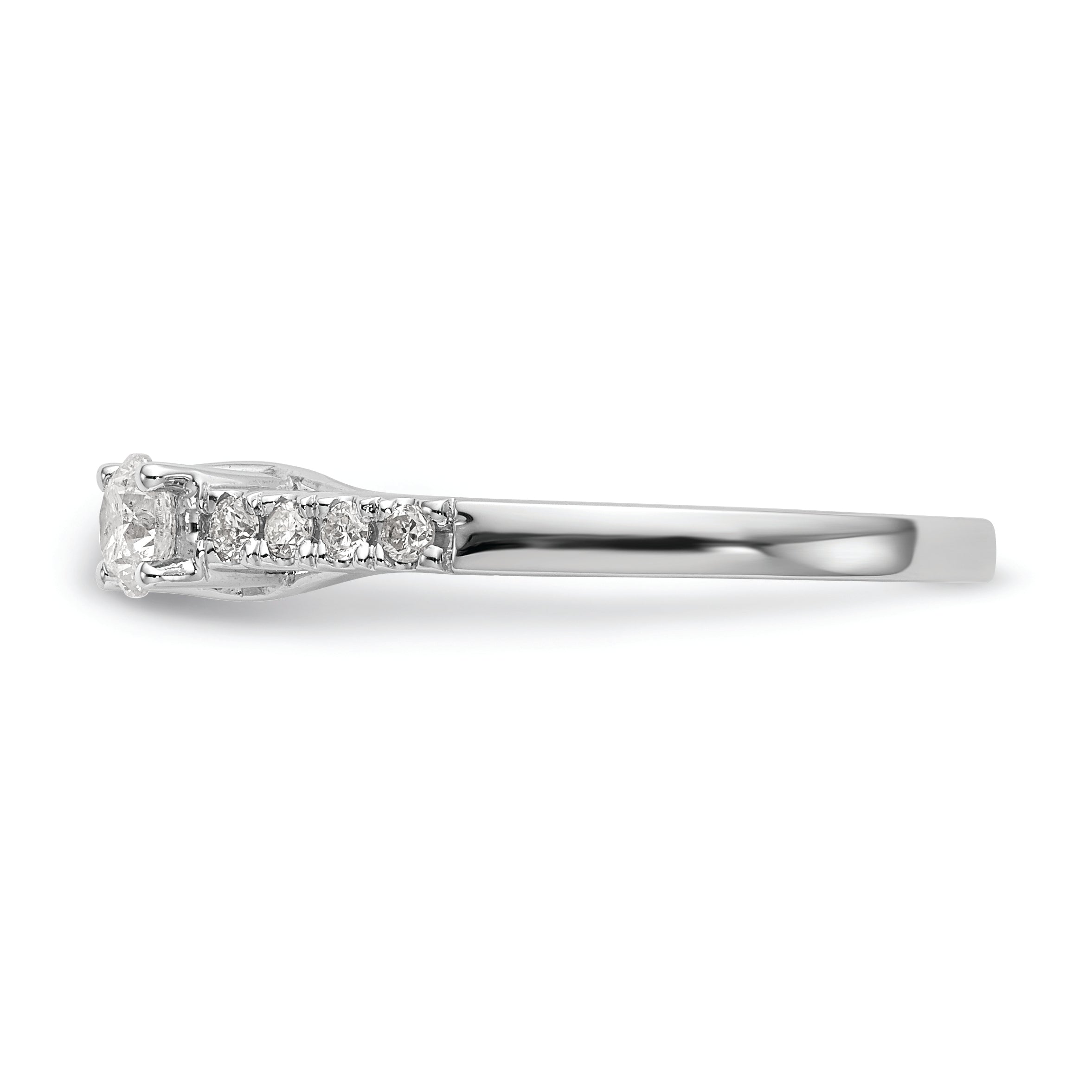 14K White Gold 3-Stone Plus Peg Set Center Diamond Semi-mount Engagement Ring