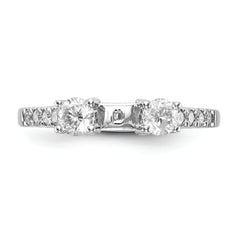 14K White Gold 3-Stone Plus Peg Set Center Diamond Semi-mount Engagement Ring