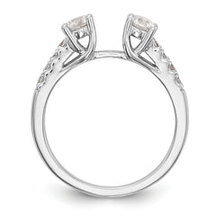 14K White Gold 3-Stone Plus Peg Set Center Diamond Semi-mount Engagement Ring