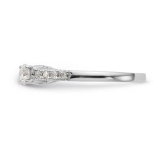 14K White Gold 3-Stone Plus Peg Set Center Diamond Semi-mount Engagement Ring