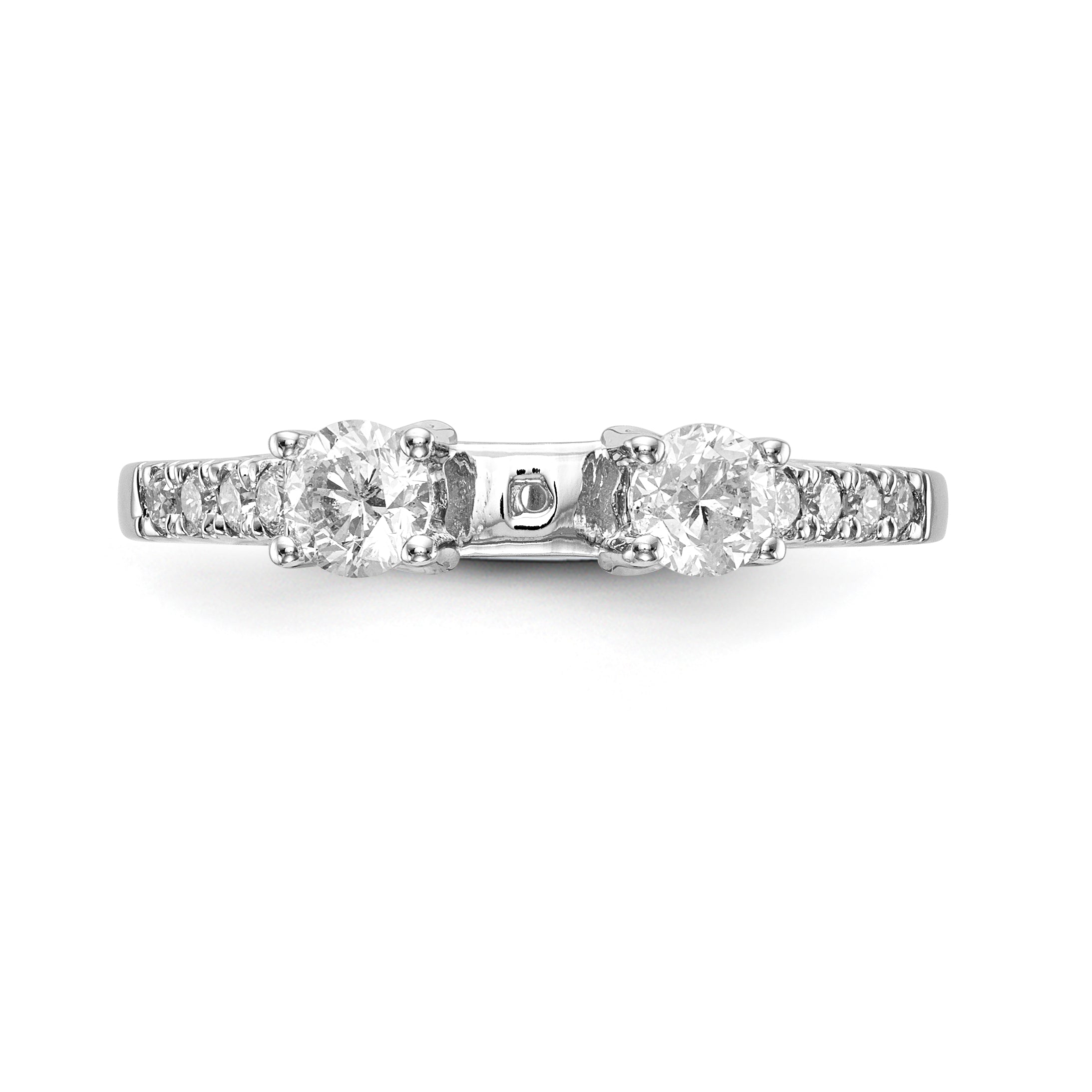 14K White Gold 3-Stone Plus Peg Set Center Diamond Semi-mount Engagement Ring