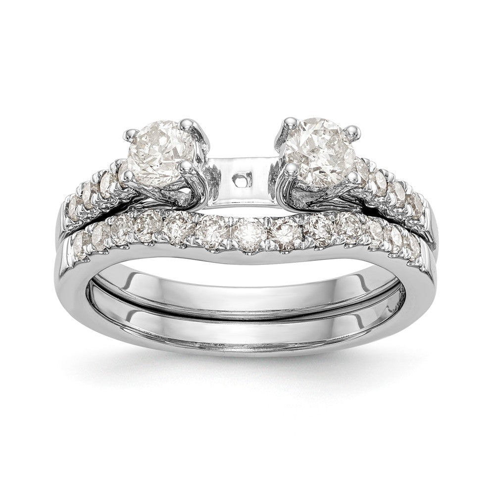 14K White Gold 3-Stone Diamond Peg Set Engagement Ring