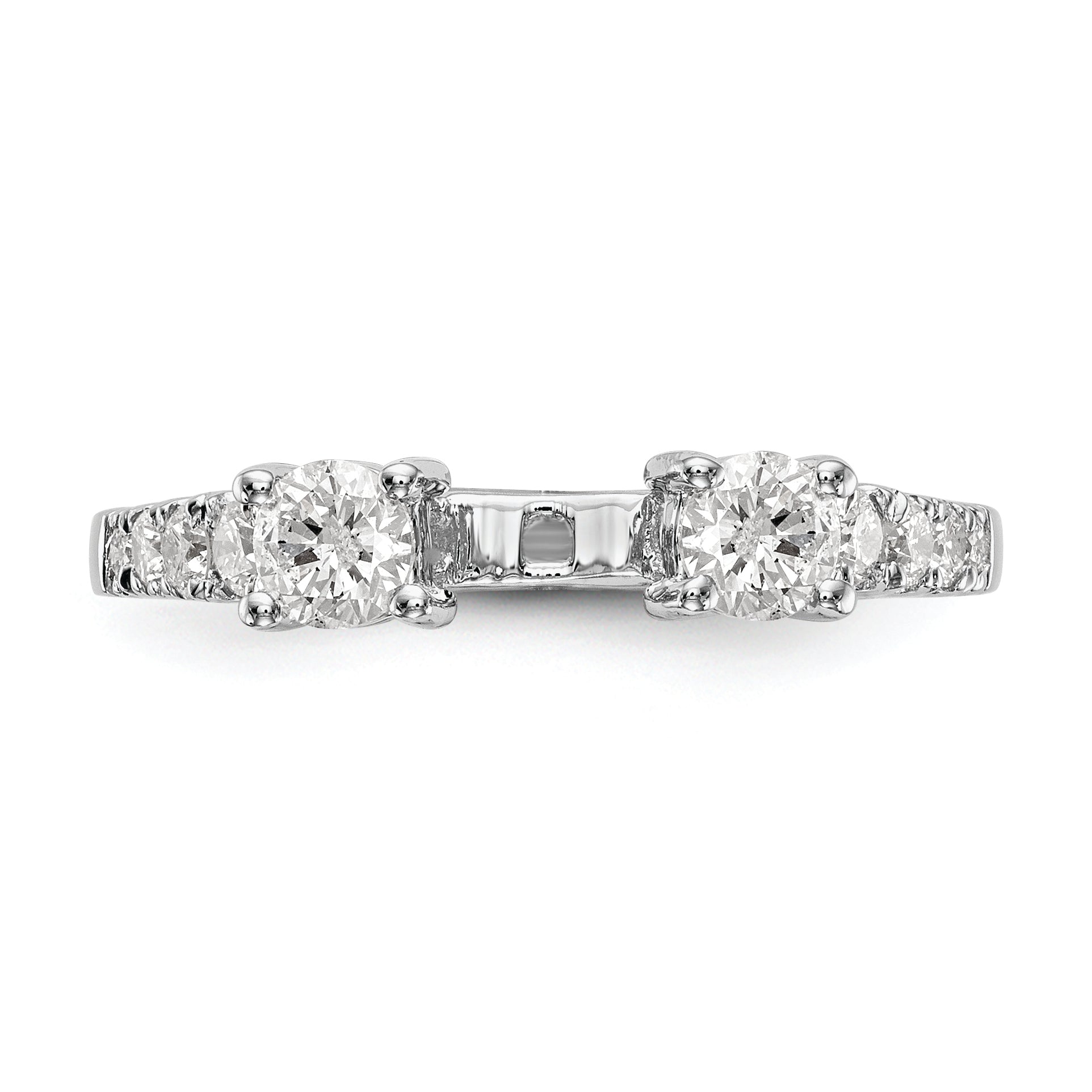 14K White Gold 3-Stone Plus Peg Set Center Diamond Semi-mount Engagement Ring