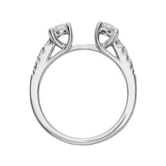 14K White Gold 3-Stone Plus Peg Set Center Diamond Semi-mount Engagement Ring