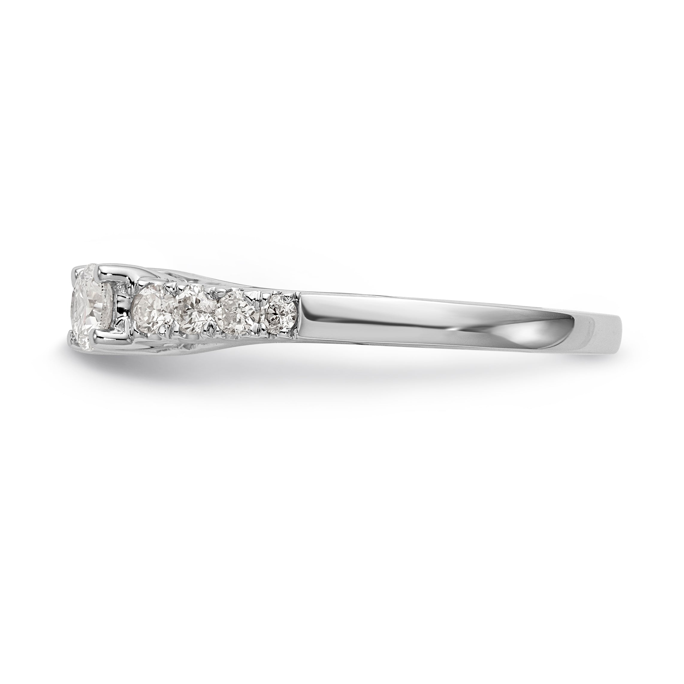 14K White Gold 3-Stone Plus Peg Set Center Diamond Semi-mount Engagement Ring