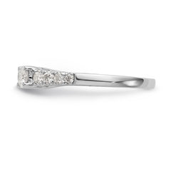 14K White Gold 3-Stone Plus Peg Set Center Diamond Semi-mount Engagement Ring