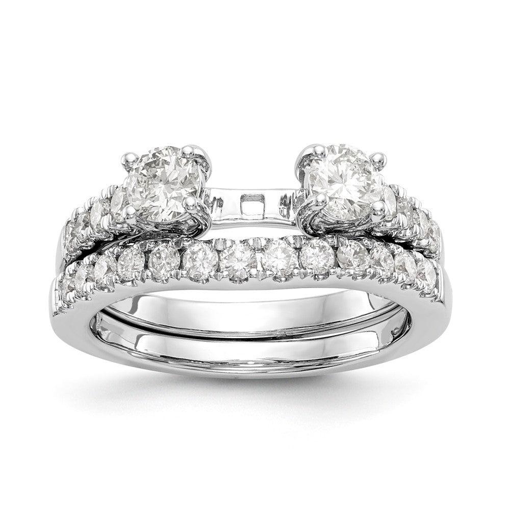 14K White Gold 3-Stone Diamond Peg Set Engagement Ring