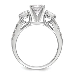 14K White Gold 3-Stone Plus Peg Set Center Diamond Semi-mount Engagement Ring