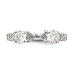 14K White Gold 3-Stone Plus Peg Set Center Diamond Semi-mount Engagement Ring