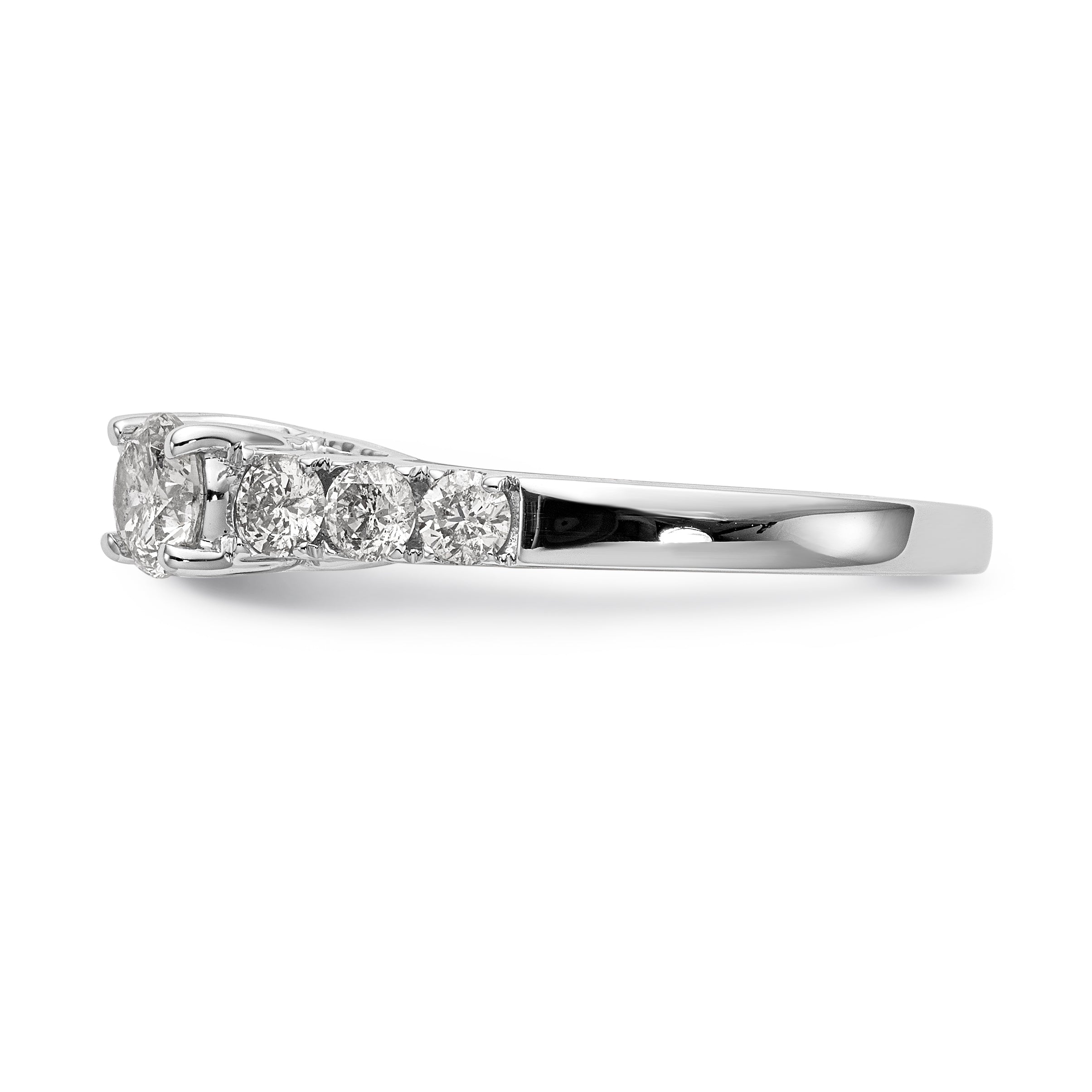 14K White Gold 3-Stone Plus Peg Set Center Diamond Semi-mount Engagement Ring