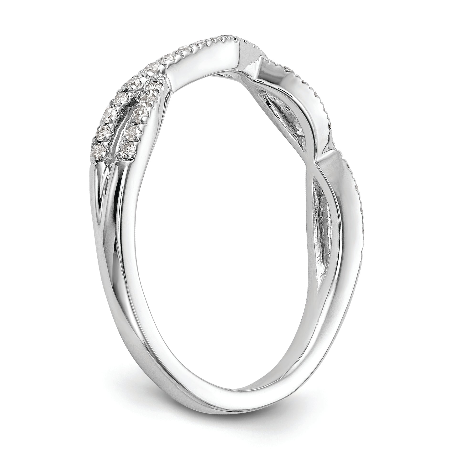 14K White Gold 1/4 carat Twist Diamond Complete Wedding Band