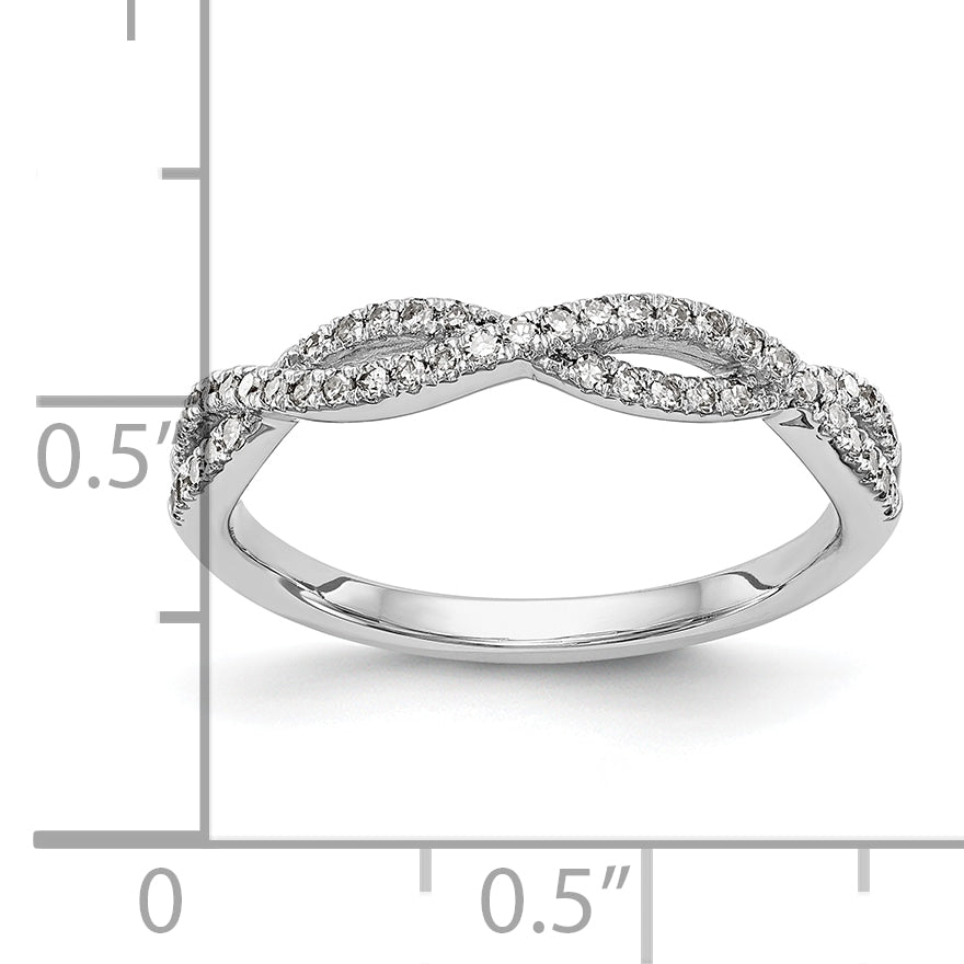 14K White Gold 1/4 carat Twist Diamond Complete Wedding Band