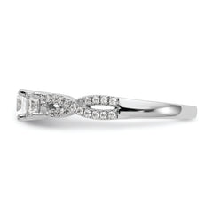 14K White Gold 3-Stone Plus (Holds 4.5mm Round Center) Diamond Semi-Mount Engagement Ring