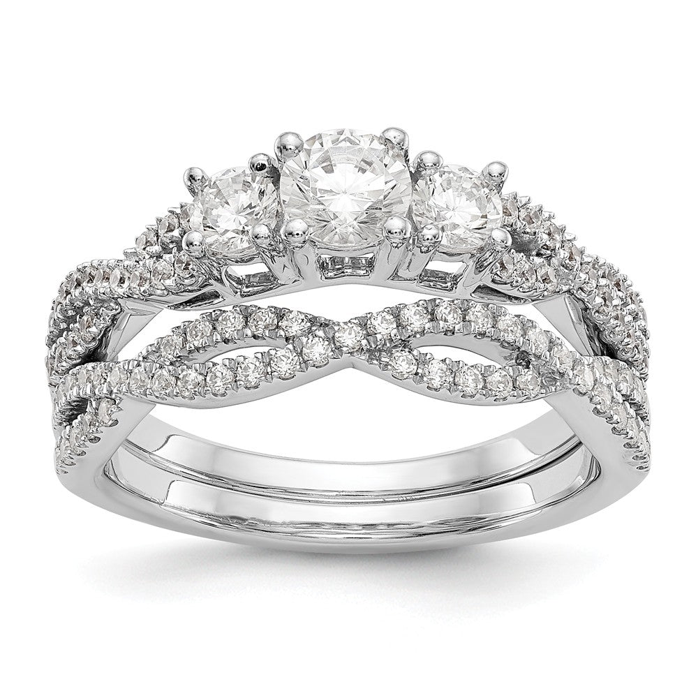 14K White Gold 3-Stone Diamond Semi-Mount Engagement Ring