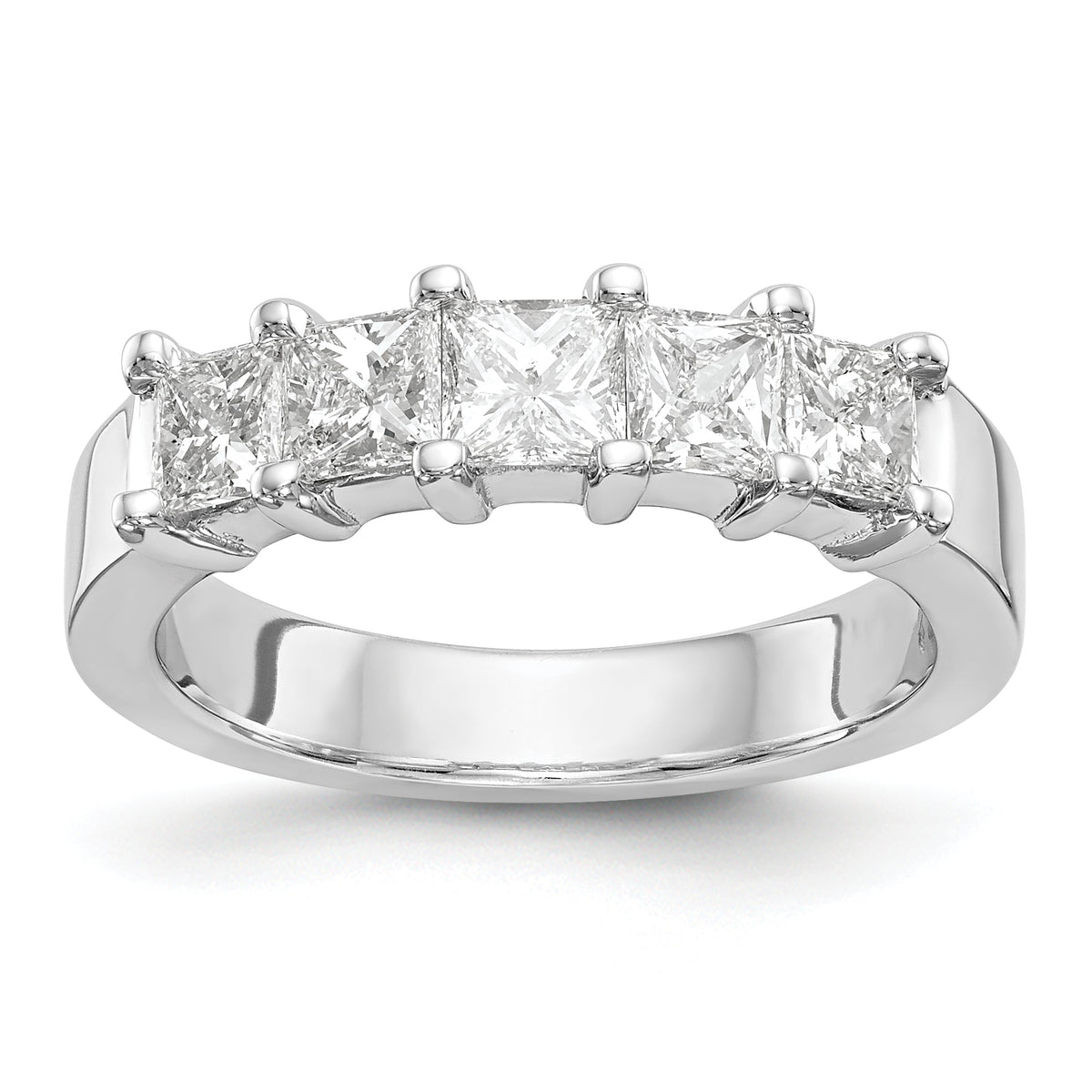 14K White Gold 5-Stone Shared Prong 1.25 carat Princess Complete Diamond Band