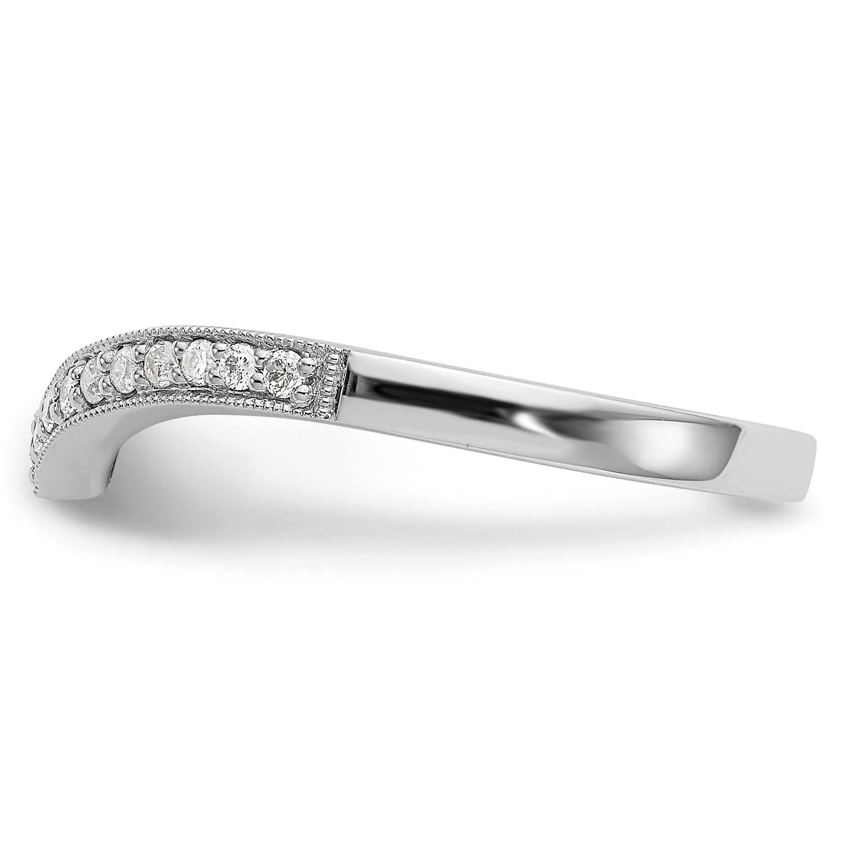 14K White Gold 1/8 carat Diamond Contoured Complete Wedding Band