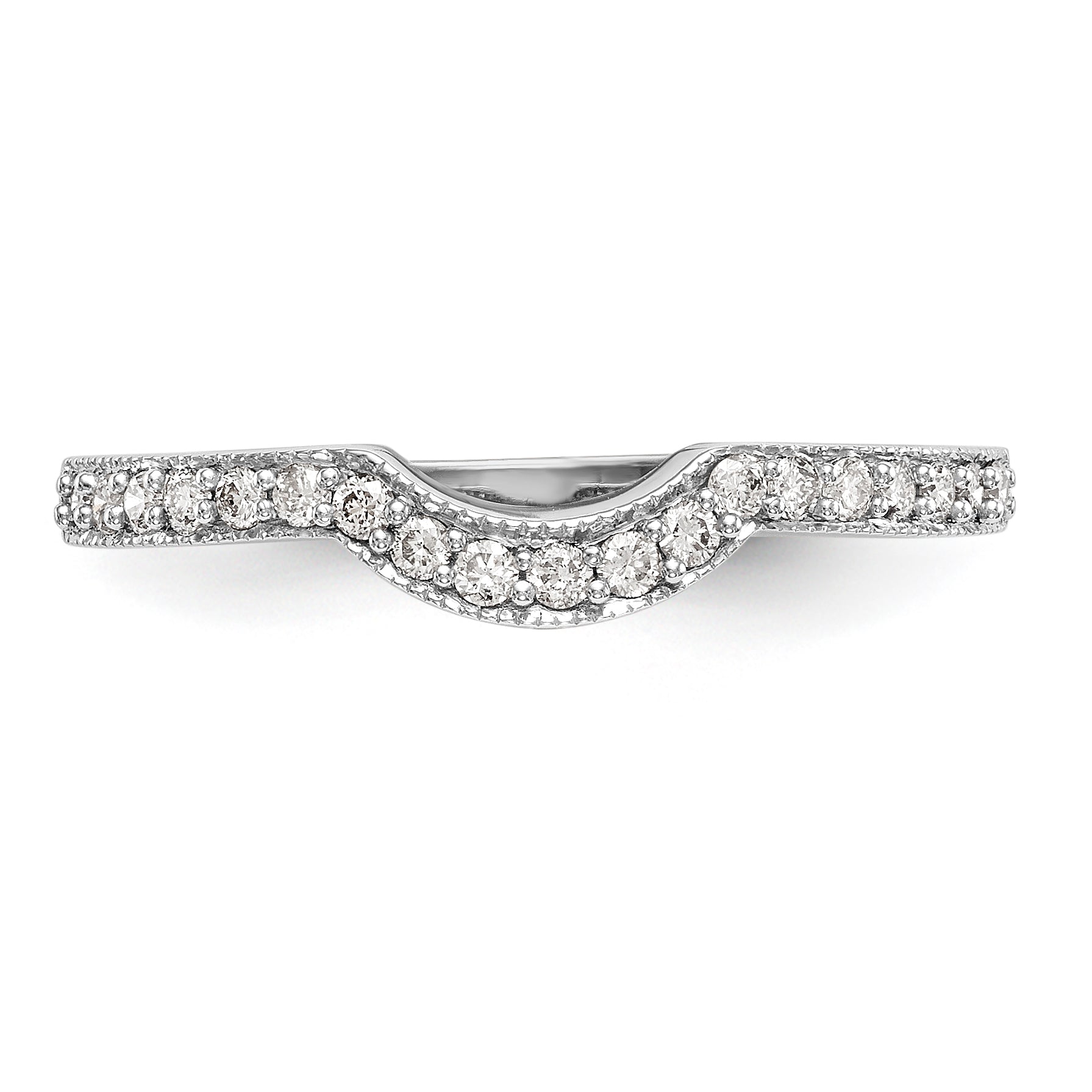 14K White Gold 1/5 carat Diamond Contoured Complete Wedding Band