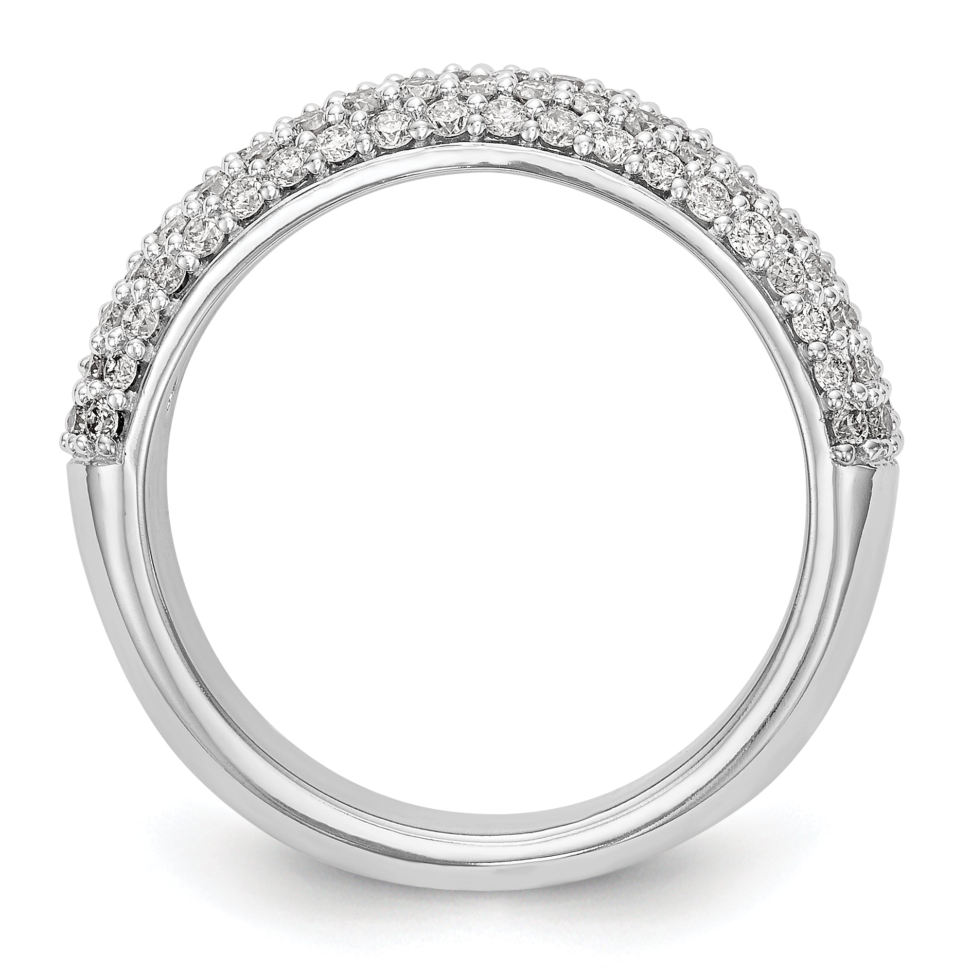 14K White Gold Pave 3/4 carat Complete Diamond Band