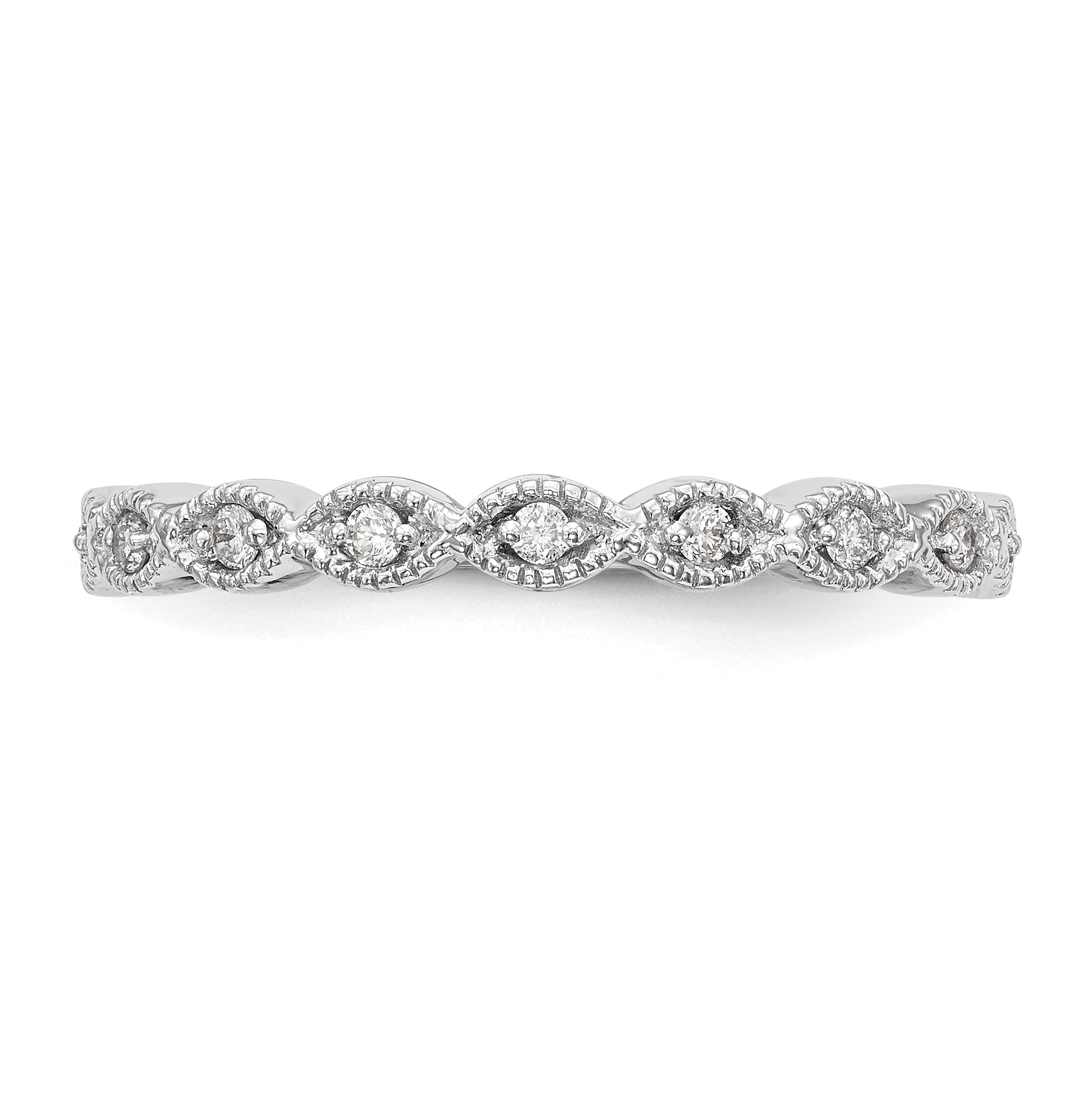 14K White Gold 1/6 carat Diamond Complete Wedding Band