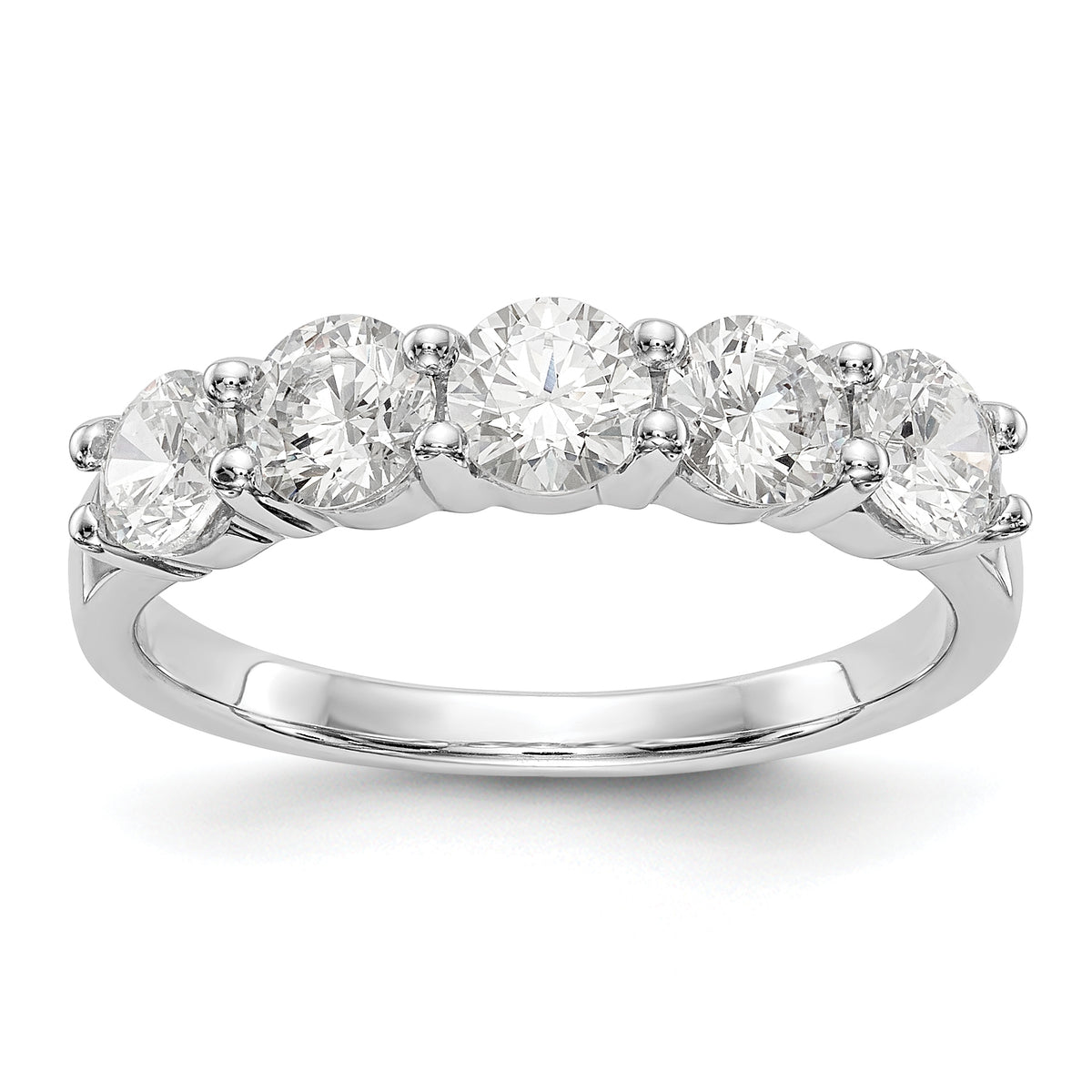 14K White Gold 5-Stone Shared Prong 1.3 carat Complete Round Diamond Band