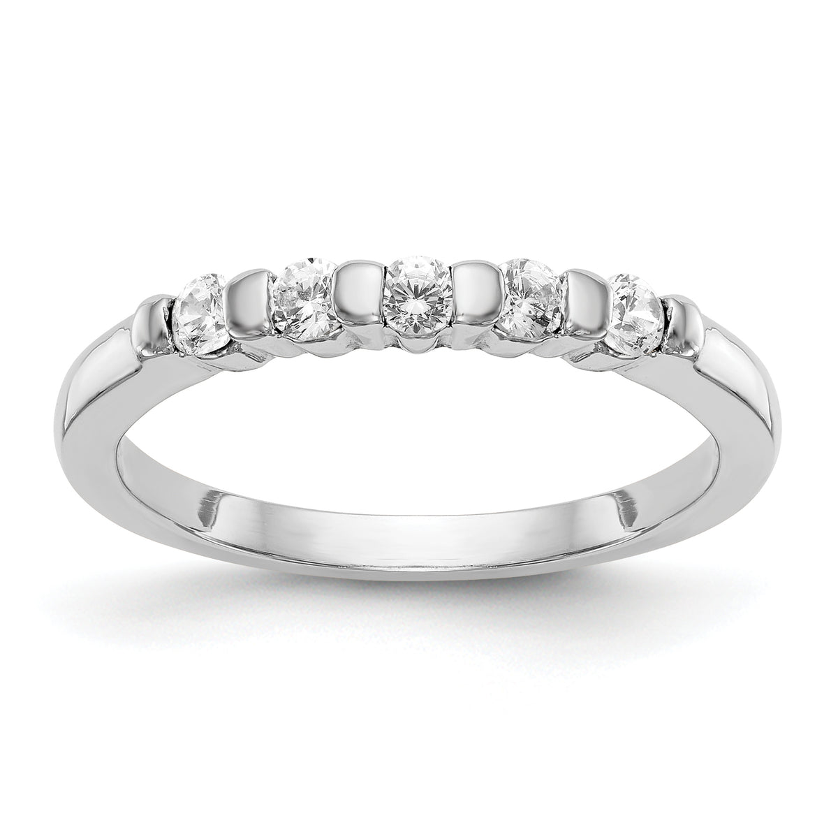 14K White Gold 5-Stone Channel-set (Holds 5-2.3mm Round) Diamond Band Mounting