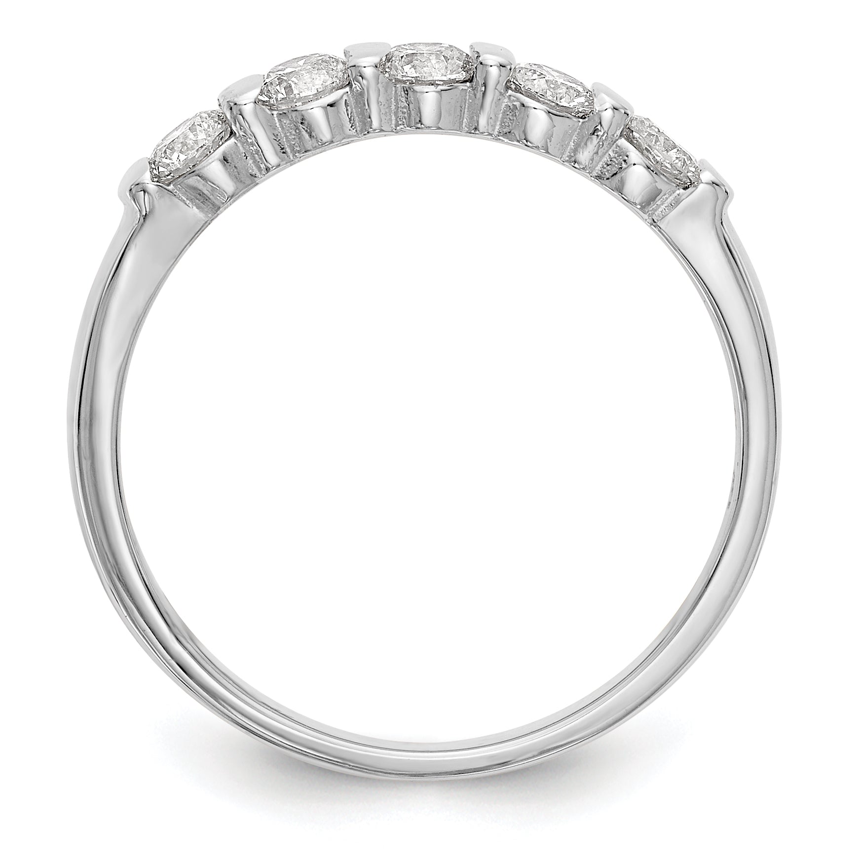 14K White Gold 5-Stone Channel-set (Holds 5-2.9mm Round) Diamond Band Mounting