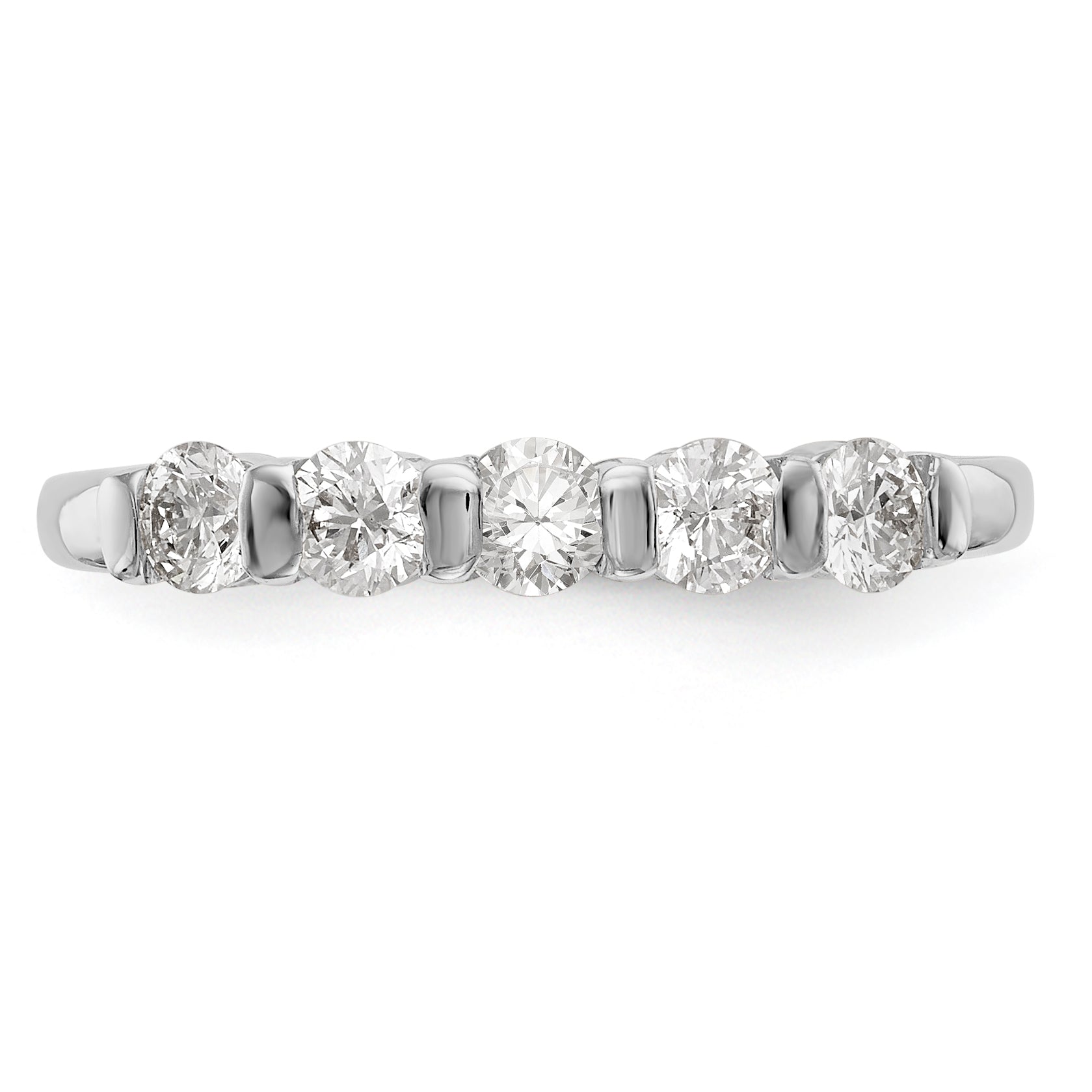 14K White Gold 5-Stone Channel-set (Holds 5-2.9mm Round) Diamond Band Mounting