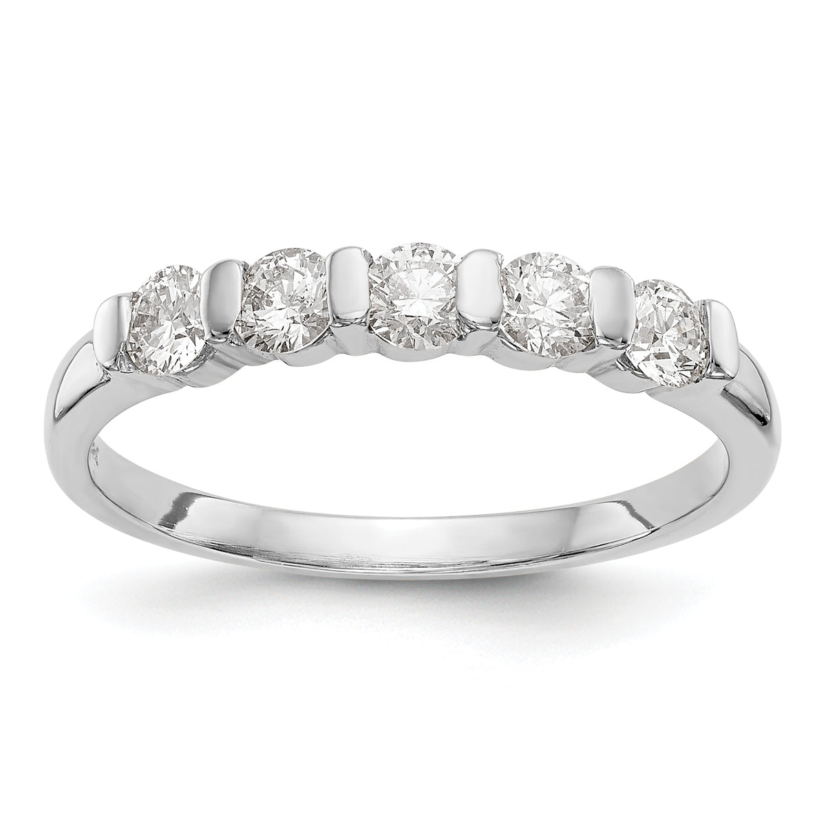 14K White Gold 5-Stone Channel-set (Holds 5-2.9mm Round) Diamond Band Mounting