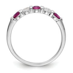 14K White Gold 1/5 carat Diamond and Ruby Complete Band