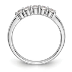 14K White Gold 5-Stone Shared Prong 1/3 carat Complete Round Diamond Band