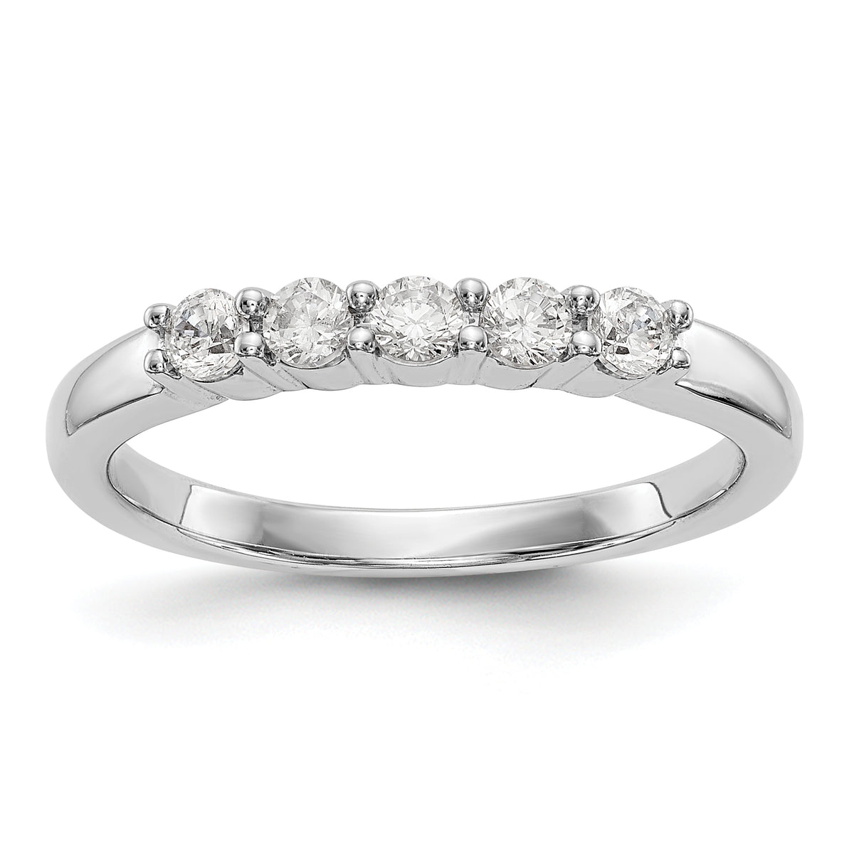 14K White Gold 5-Stone Shared Prong 1/3 carat Complete Round Diamond Band