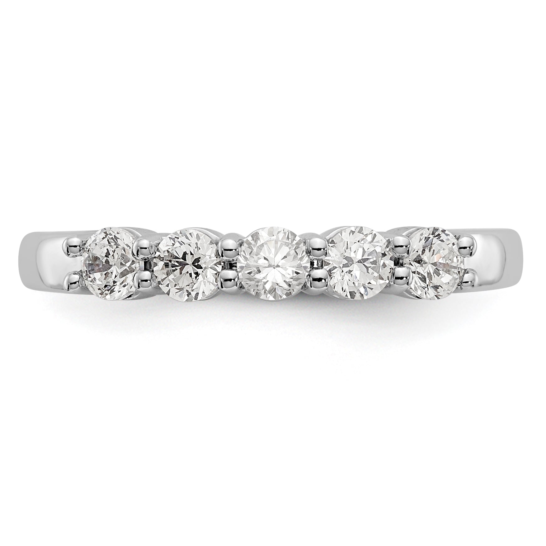 14K White Gold 5-Stone Shared Prong 1/2 carat Complete Round Diamond Band