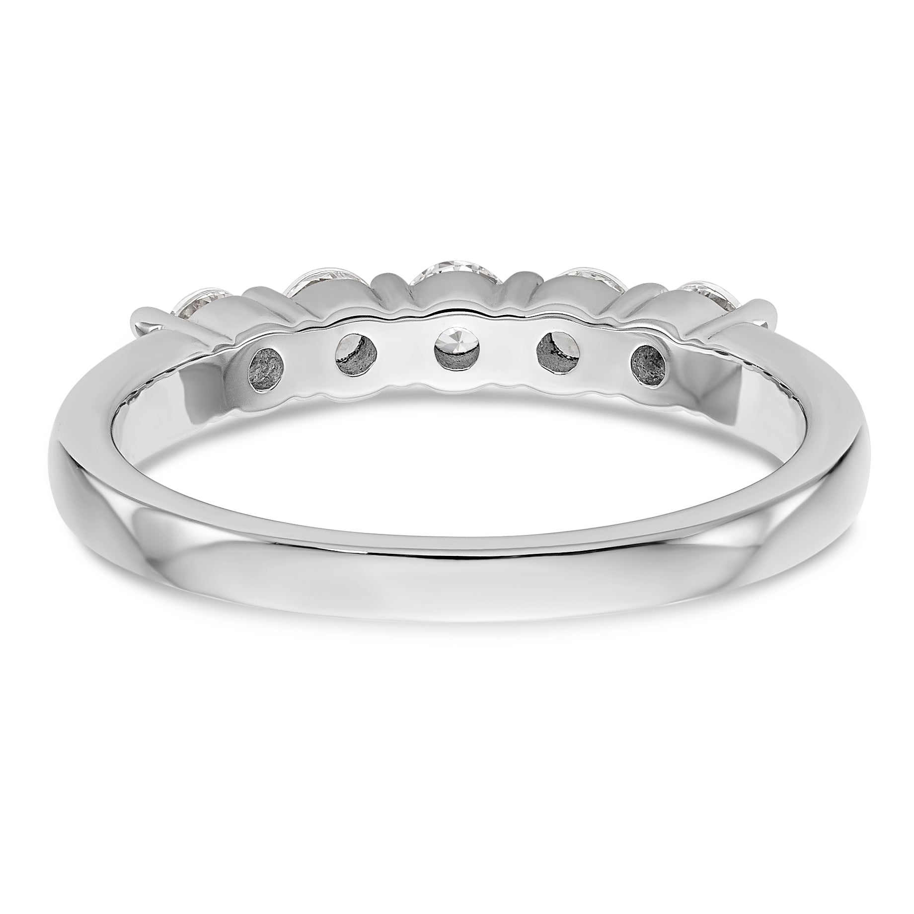 14K White Gold 5-Stone Shared Prong 1/2 carat Complete Round Diamond Band