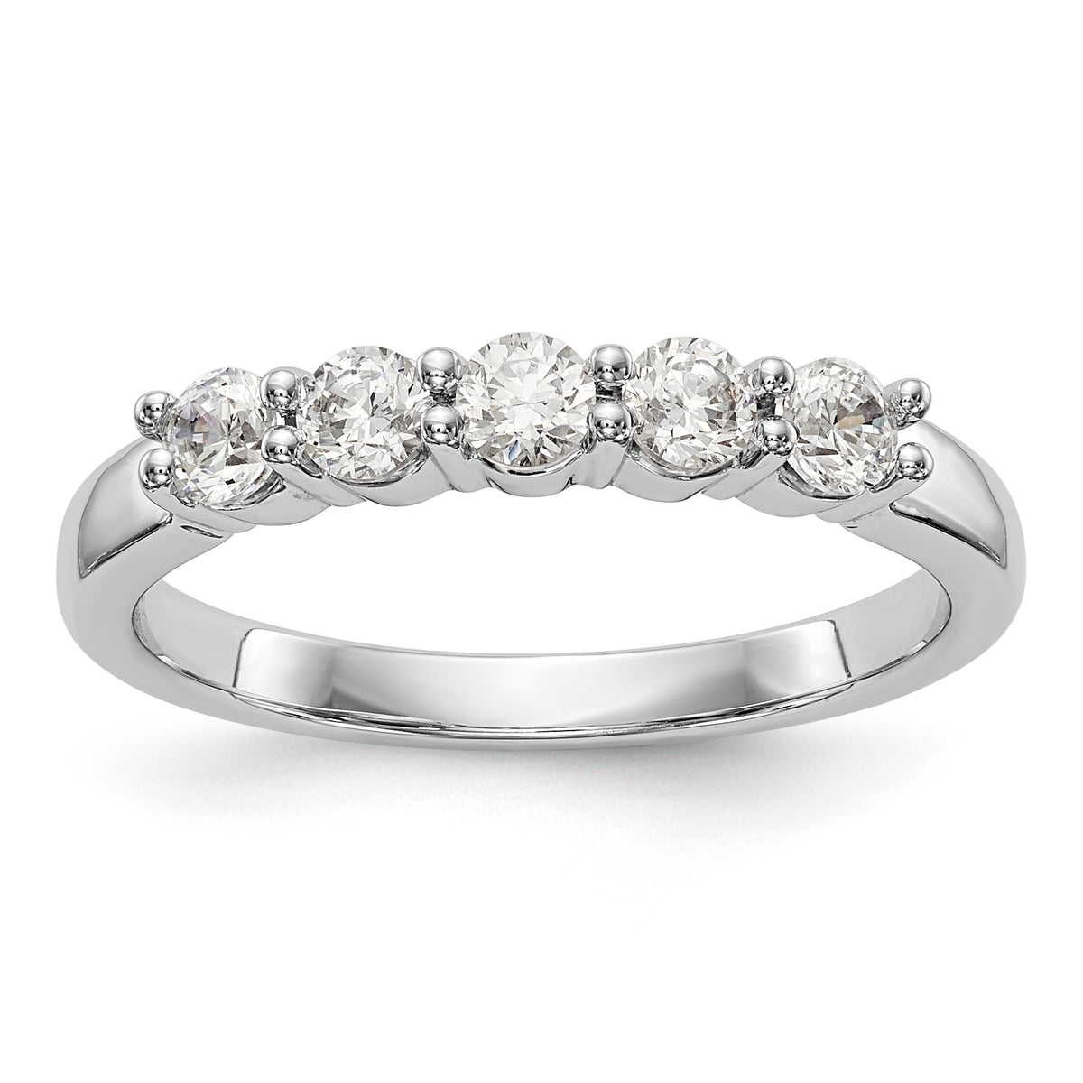 14K White Gold 5-Stone Shared Prong 1/2 carat Complete Round Diamond Band