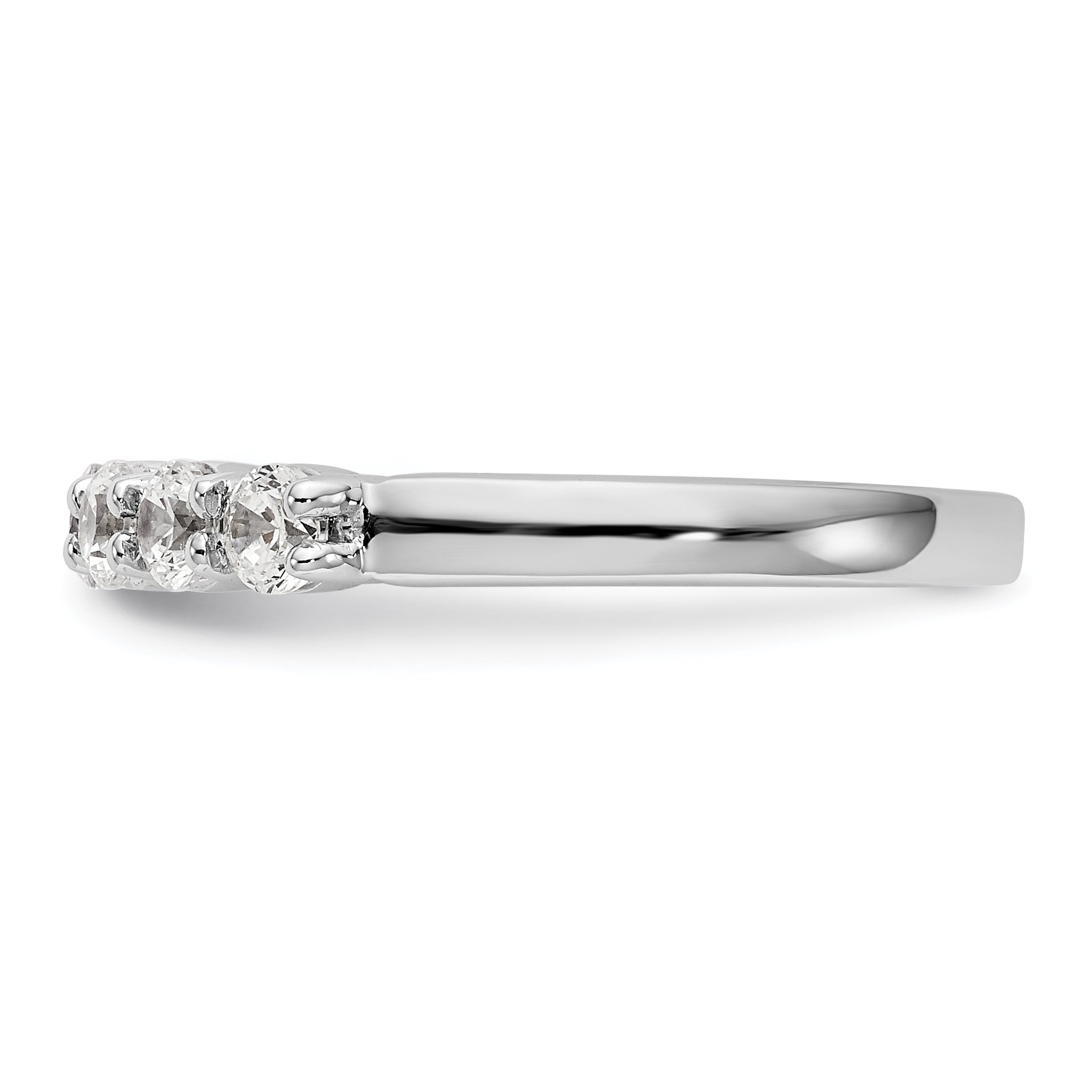 14K White Gold 5-Stone Shared Prong 1/2 carat Complete Round Diamond Band