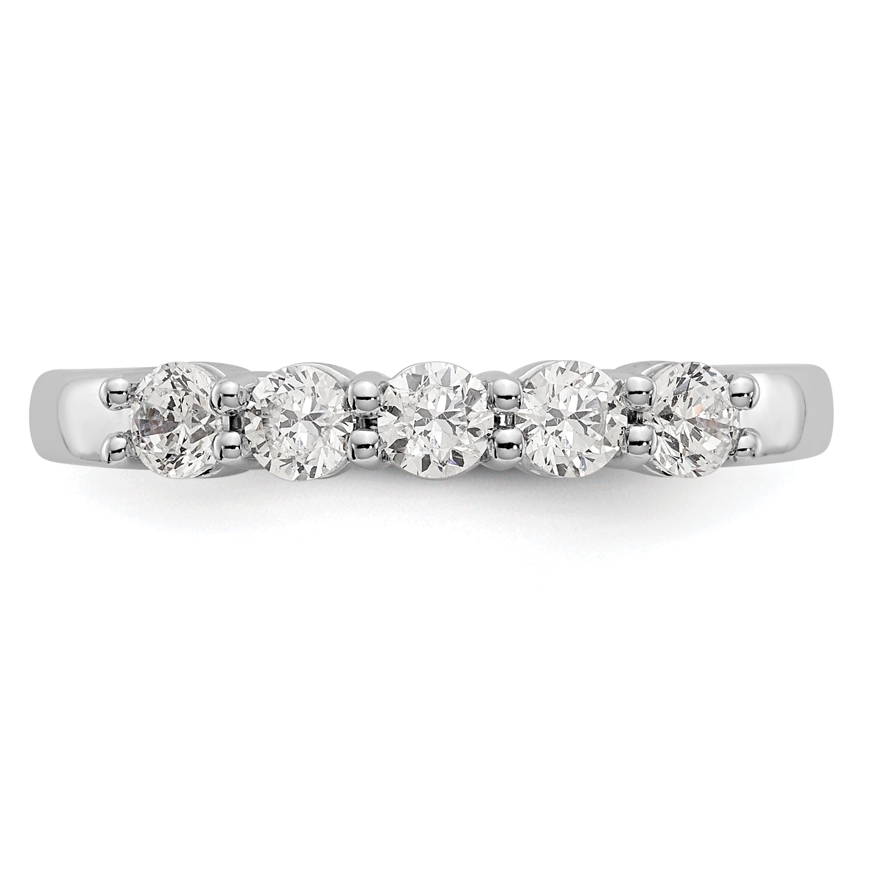 14K White Gold 5-Stone Shared Prong 1/2 carat Complete Round Diamond Band