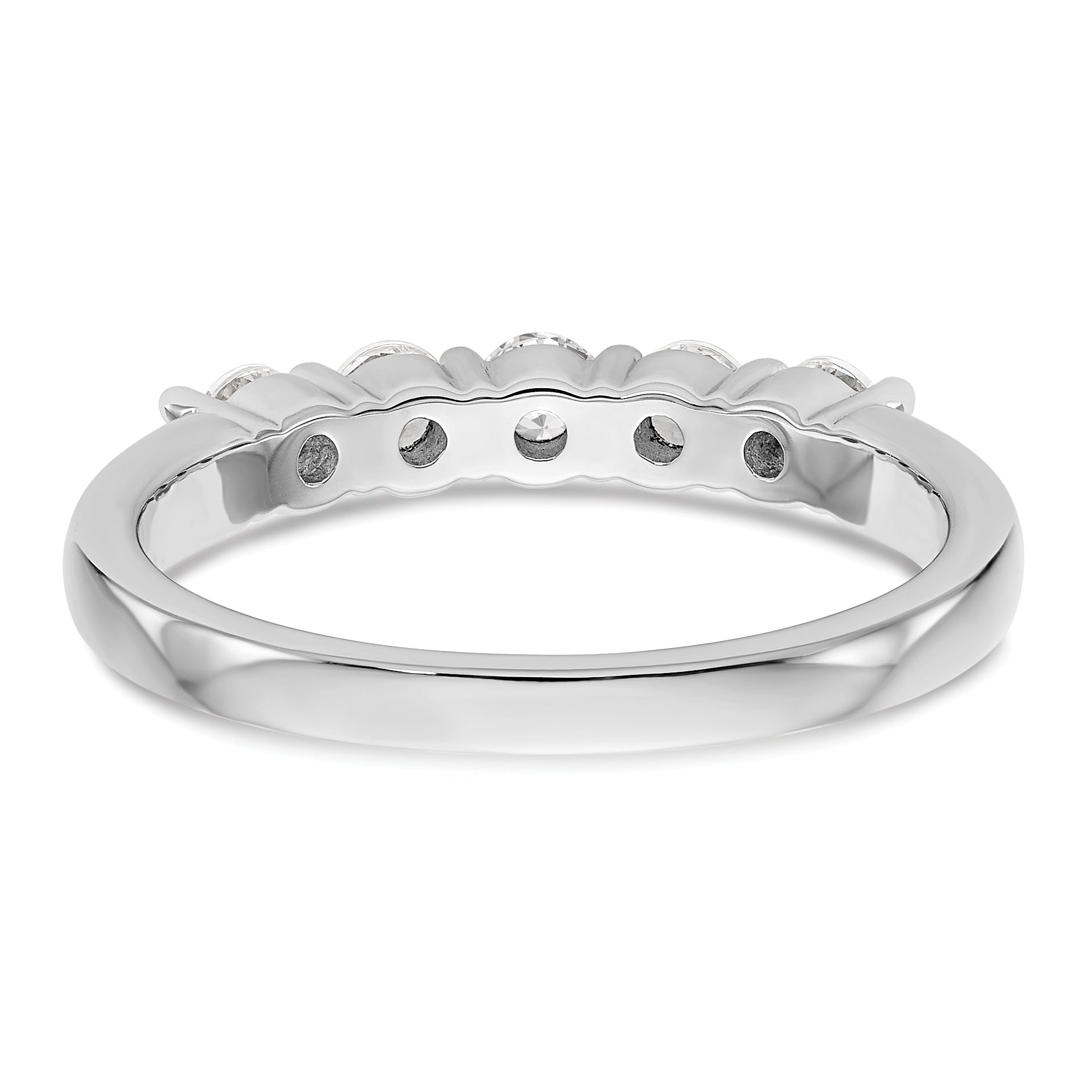 14K White Gold 5-Stone Shared Prong 1/2 carat Complete Round Diamond Band