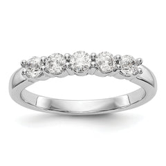 14K White Gold 5-Stone Shared Prong 1/2 carat Complete Round Diamond Band