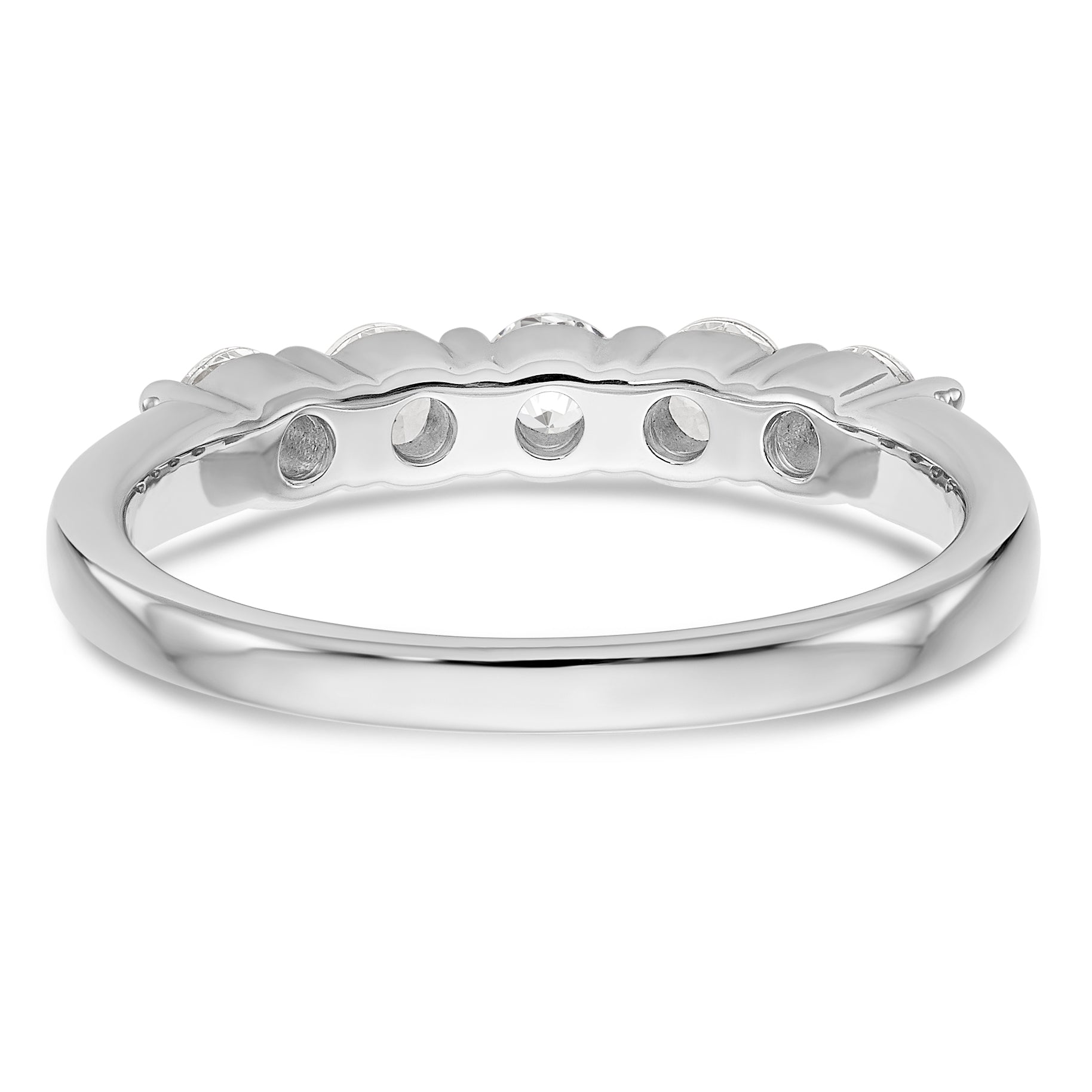 14K White Gold 5-Stone Shared Prong 5/8 carat Complete Round Diamond Band