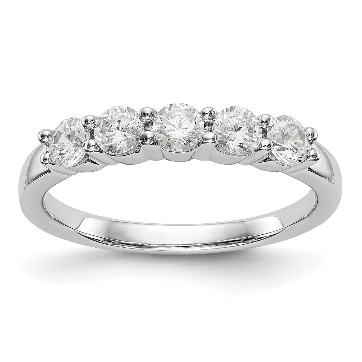 14K White Gold 5-Stone Shared Prong 5/8 carat Complete Round Diamond Band