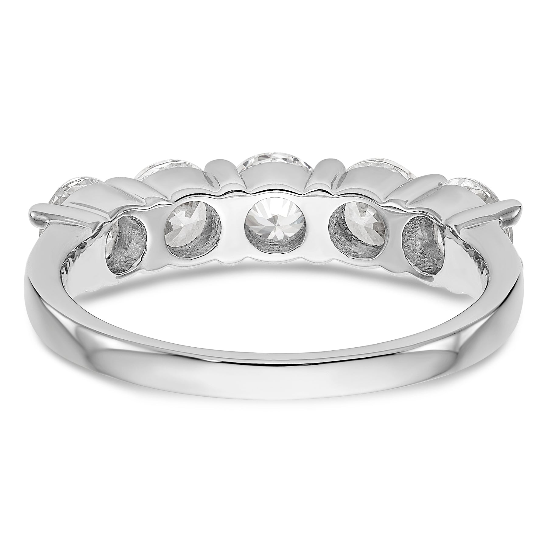 14K White Gold 5-Stone Shared Prong 1.65 carat Complete Round Diamond Band