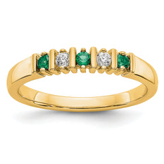 14K Yellow Gold 1/15 carat Diamond and Emerald Complete Band