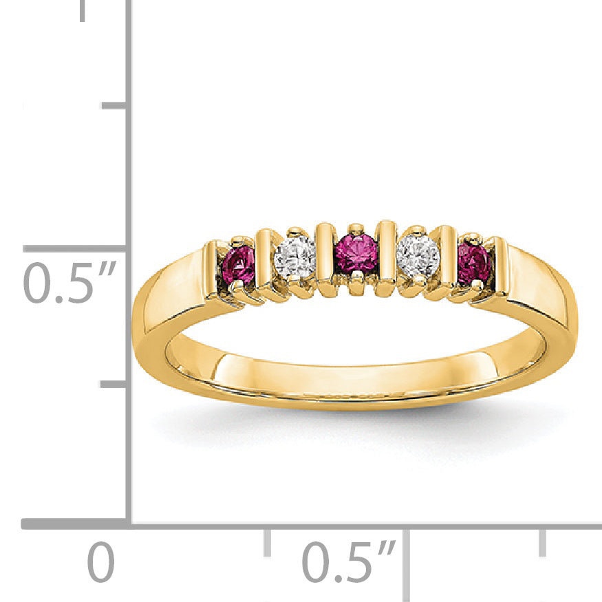 14K Yellow Gold Diamond w/Ruby Band