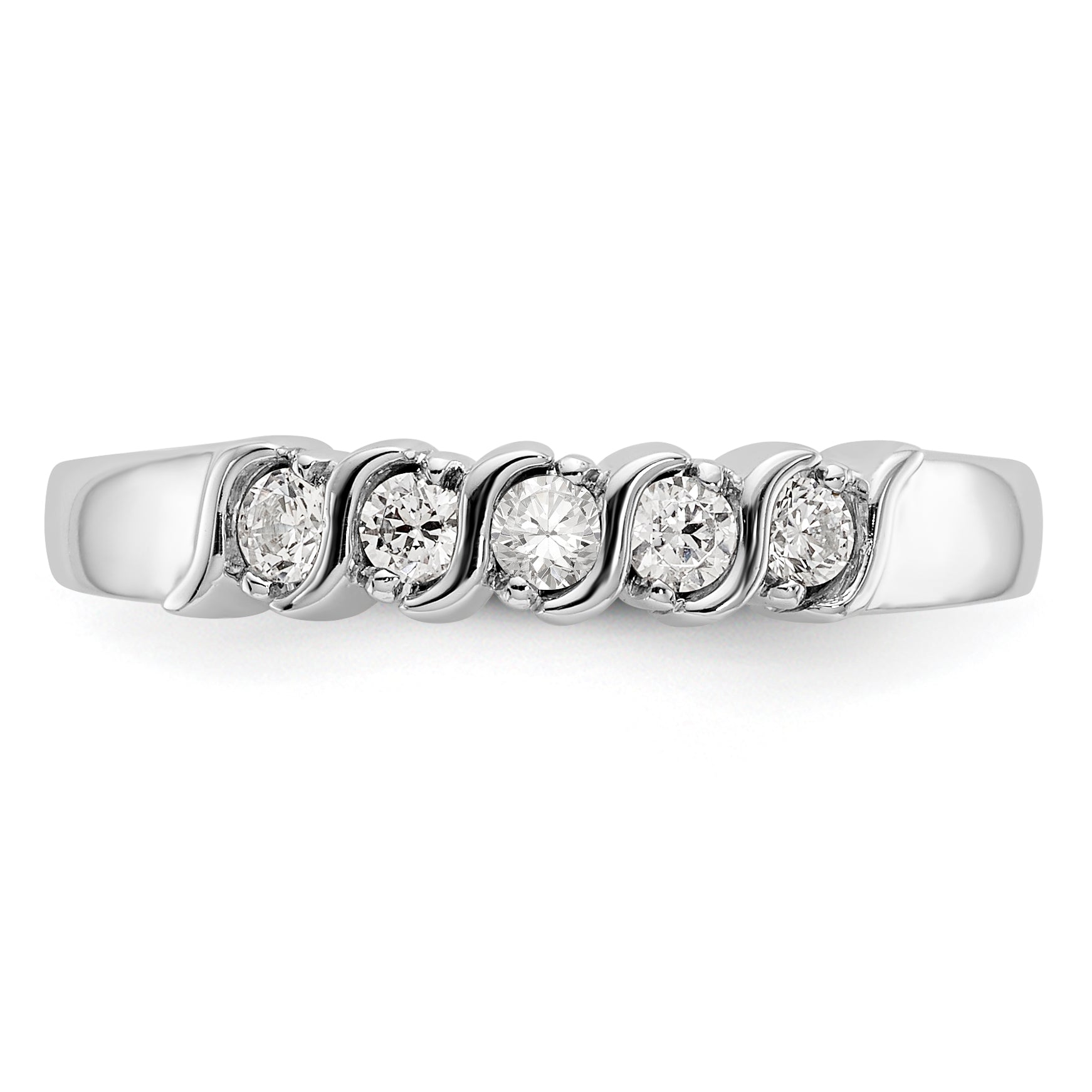 14K White Gold 5-Stone Prong-set 1/4 carat Complete Round Diamond Band