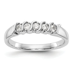 14K White Gold 5-Stone Prong-set 1/4 carat Complete Round Diamond Band