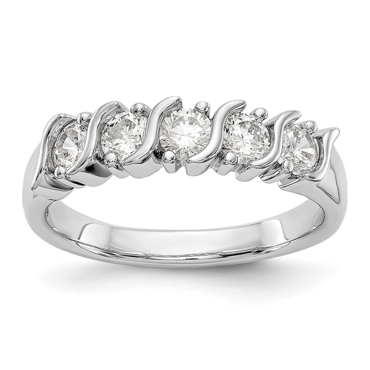 14K White Gold 5-Stone Prong-set (Holds 5-3.7mm Round) Diamond Band Mounting