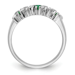 14K White Gold 1/5 carat Diamond and Emerald Complete Band